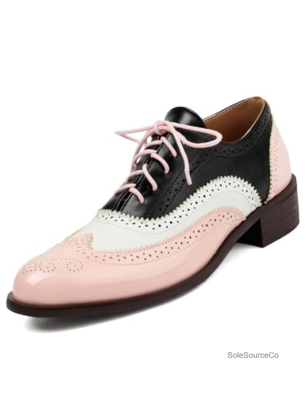 Patent Leather Oxfords Perforated Lace-Up Wingtip Derby Dress Shoes